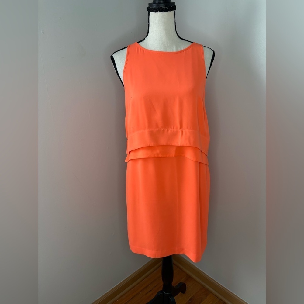 Banana Republic Womens Layered Chiffon Dress Sleeveless Sundress Orange Size 2P